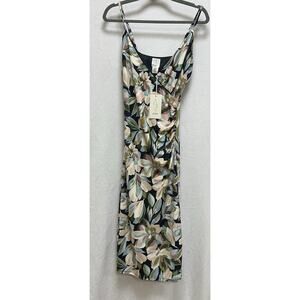 Joie Dress Womens Medium Ivory Blue Midi Floral ADJ spaghetti Straps Cottagecore